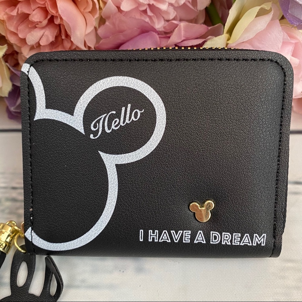 Vegan Leather Black Mickey Mouse Coin Purse Wallet - Picture 4 of 11